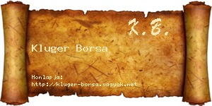 Kluger Borsa névjegykártya